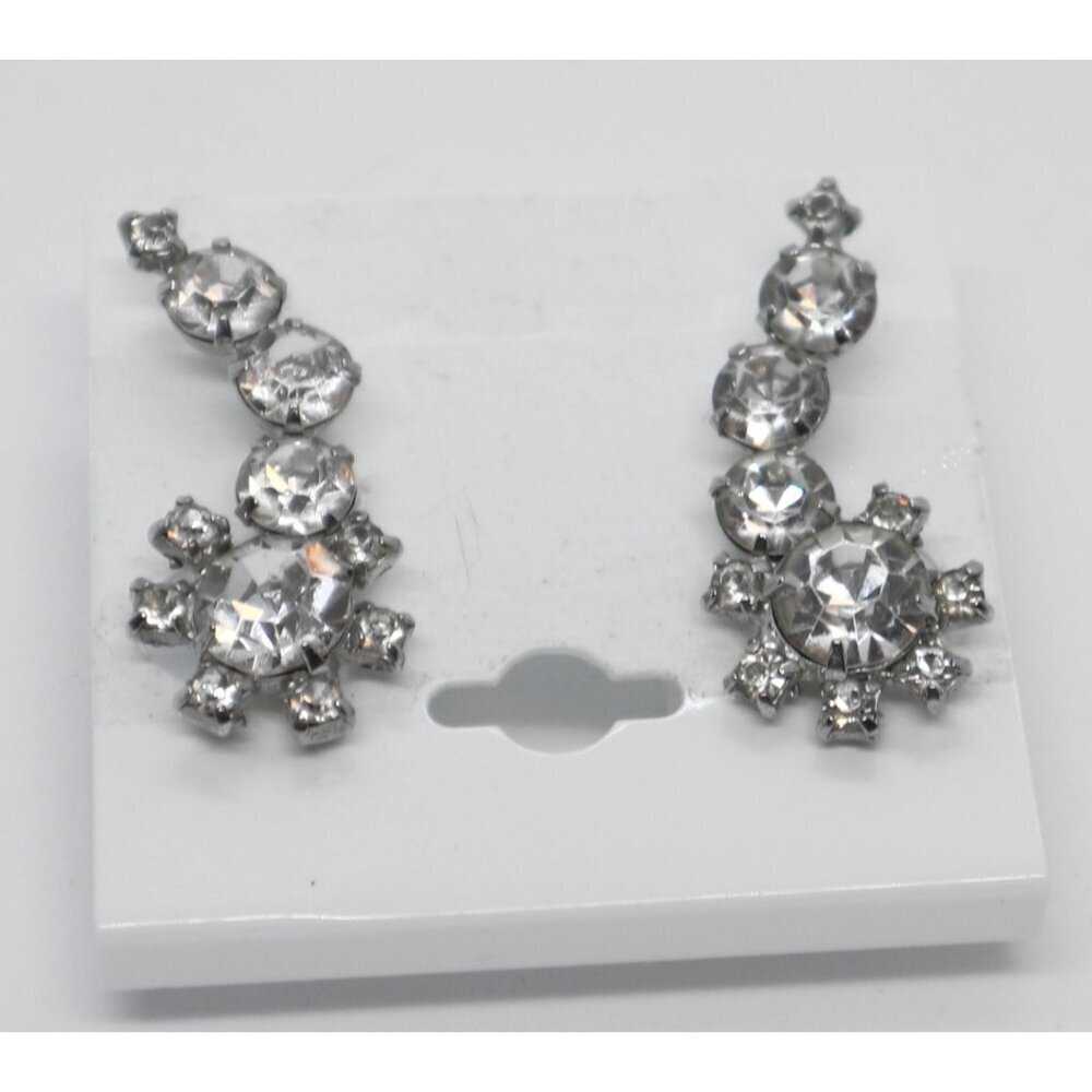 Vintage Coro Rhinestone Earrings Clip On Mid Century 1950s Lot C